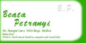 beata petranyi business card