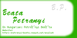 beata petranyi business card